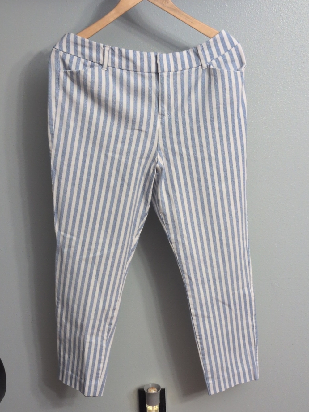 Old Navy Blue and White Striped Pixie Ankle Pants